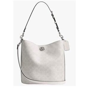 NWT COACH Willow Soft Bucket Bag Signature Chalk / Nickel Crossbody / Shoulder